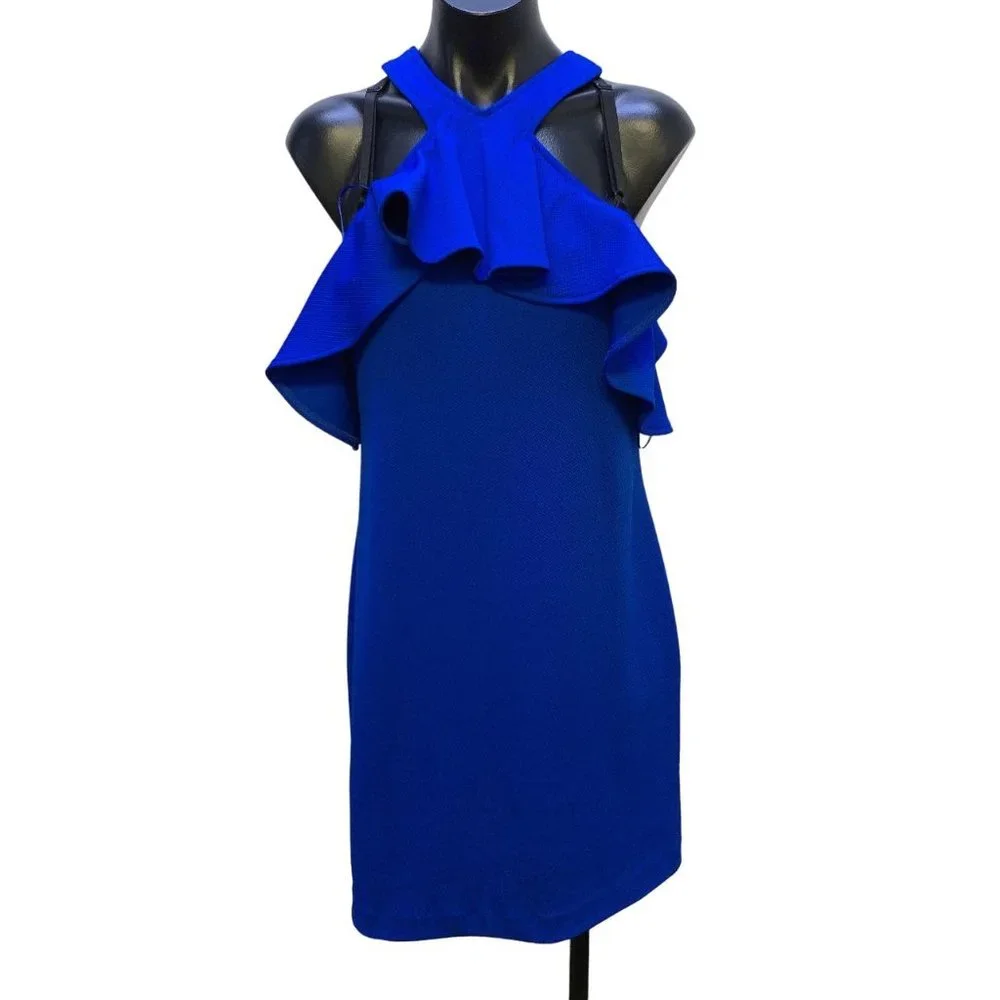 *Trina Turk Blue Off The Shoulder Dress Size 6 - Picture 1 of 4